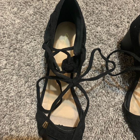 Qupid Faux Suede Lace Up Heels - Picture 3 of 7